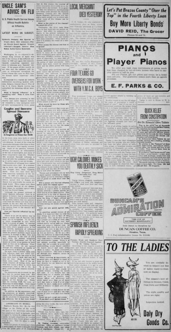 Spanish Flu The Eagle Oct. 18, 1918.jfif